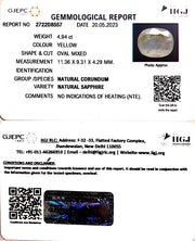 4.94/CT Natural Ceylonese Pukhraj with Govt Lab Certificate (6771)